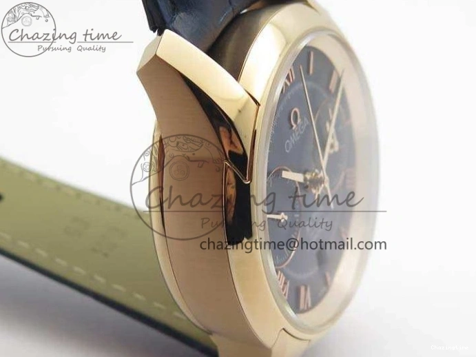 1230 QuickDry De Ville Chronograph RG OMF 1:1 Best Edition Blue Dial On Blue Leather Strap A 8107